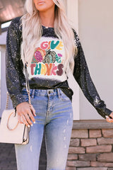 Pumpkin Graphic Round Neck Long Sleeve T-Shirt OutfitFlow