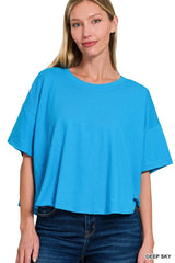 Zenana Cotton Round Neck Short Sleeve T-Shirt DEEP SKY OutfitFlow