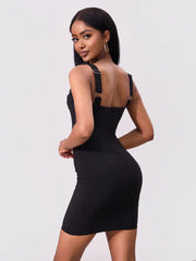 Bead Trim Wide Strap Wrap Dress OutfitFlow