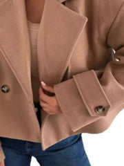 Lapel Collar Dropped Shoulder Jacket Trendsi