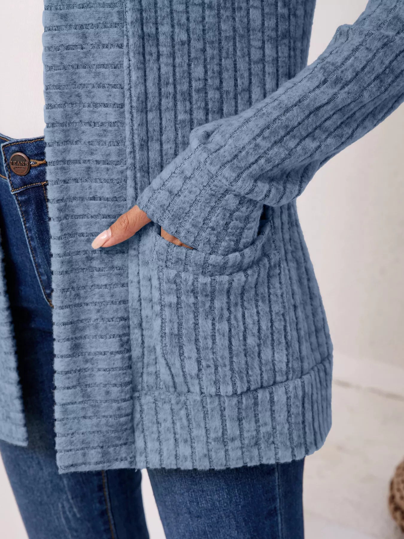 Casual Knit Open Front Cardigan OutfitFlow