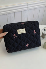 Outfit Flow - Bow Embroidered Quilted Storage Bag