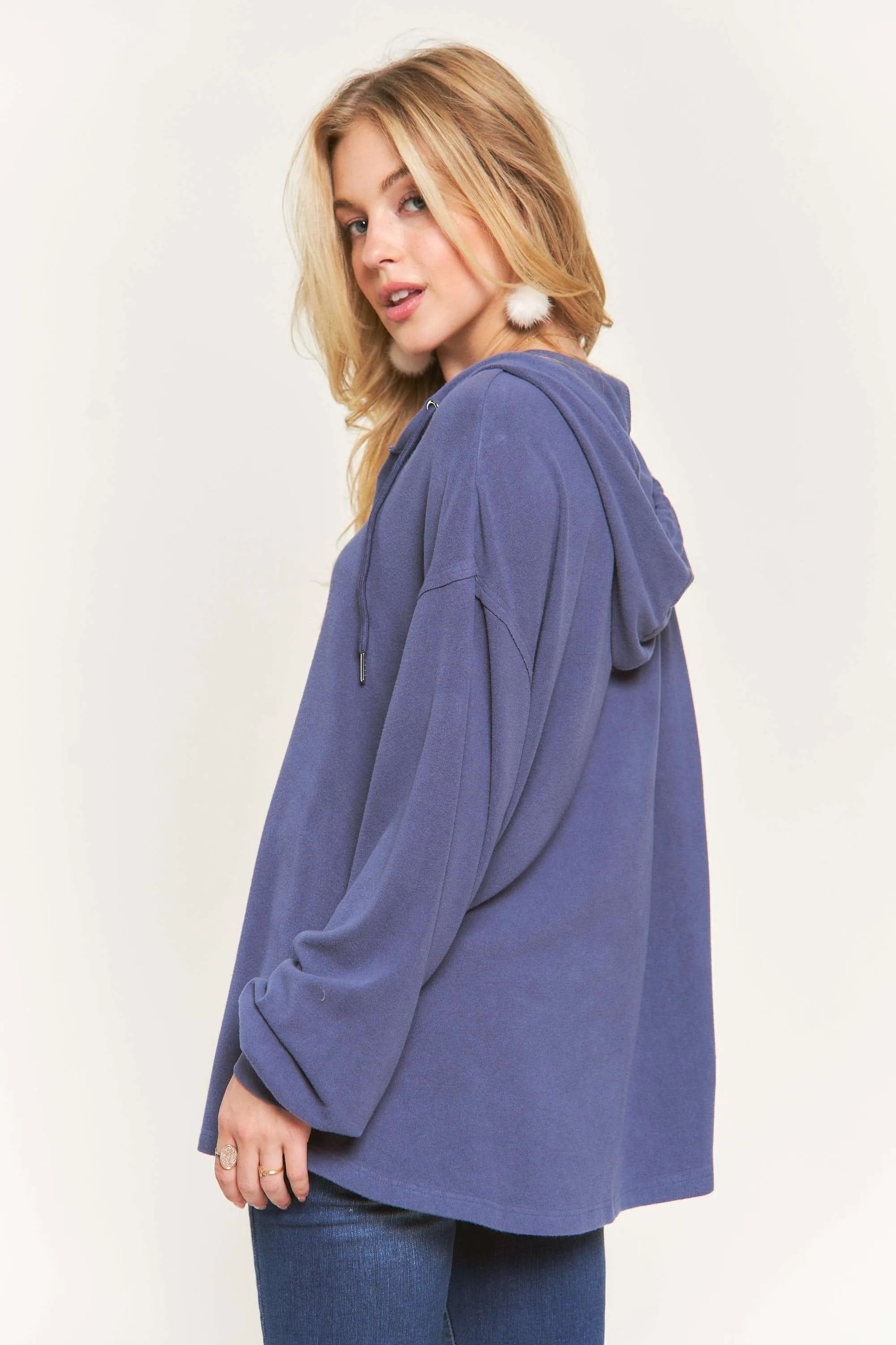 ADORA Henley Hoodie Tunic Top OutfitFlow