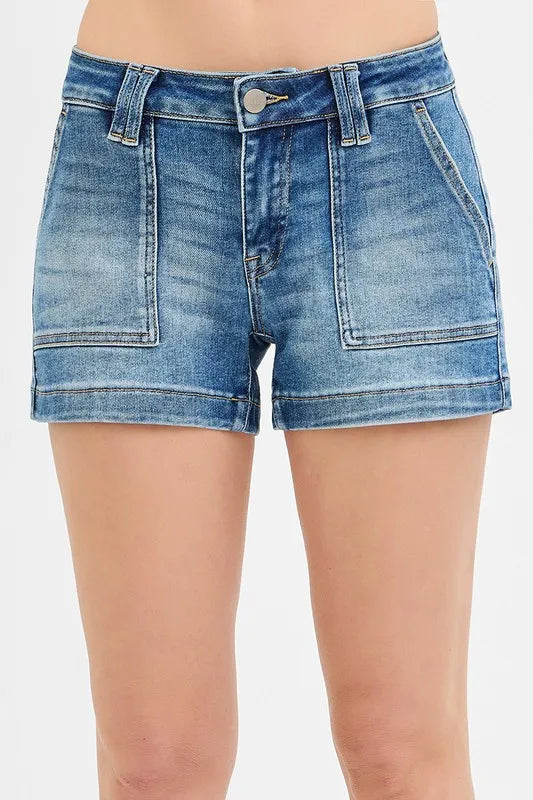 RISEN Low Rise Patched Pocket Shorts OutfitFlow