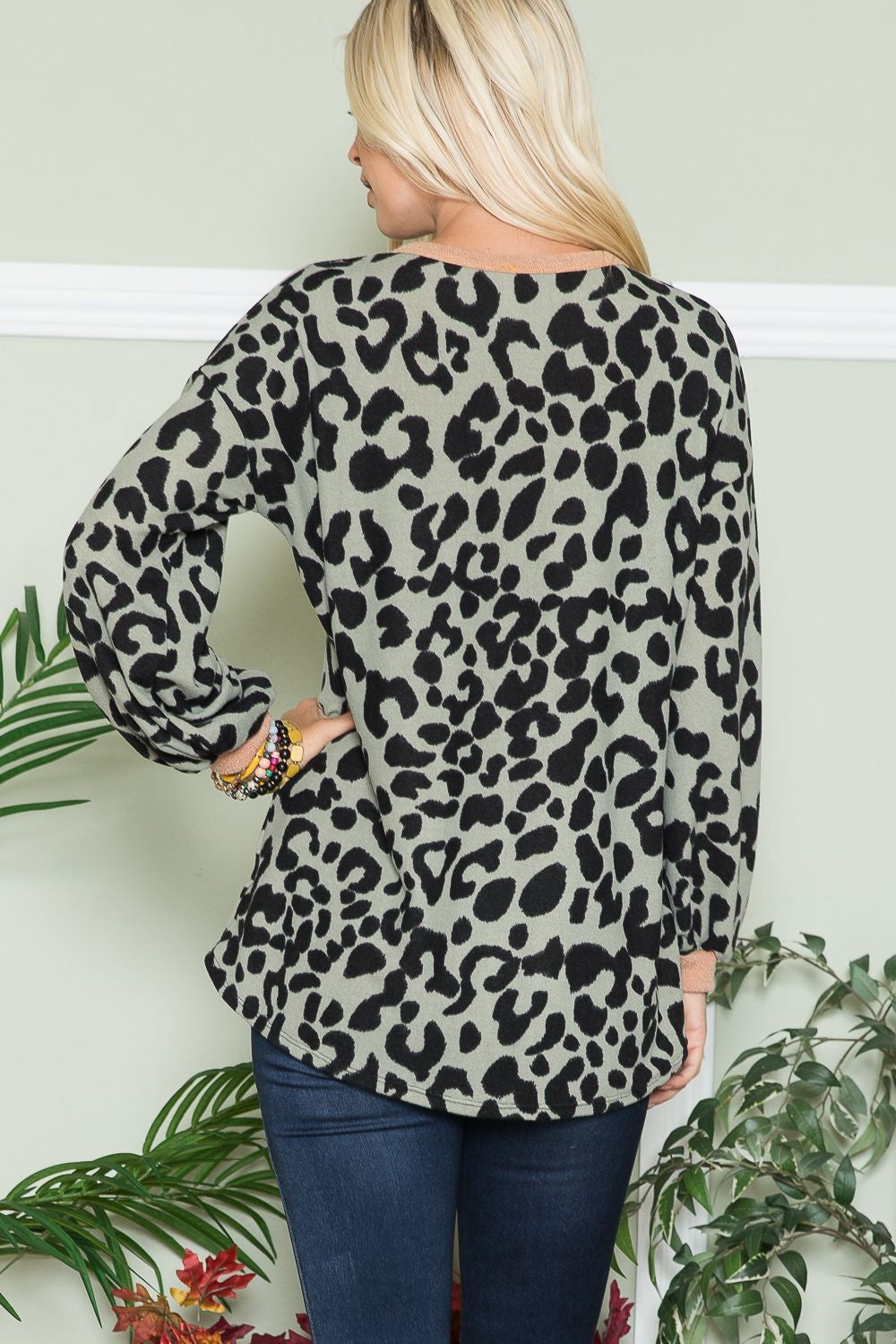 Outfit Flow - Celeste Full Size Leopard V-Neck Long Sleeve Blouse