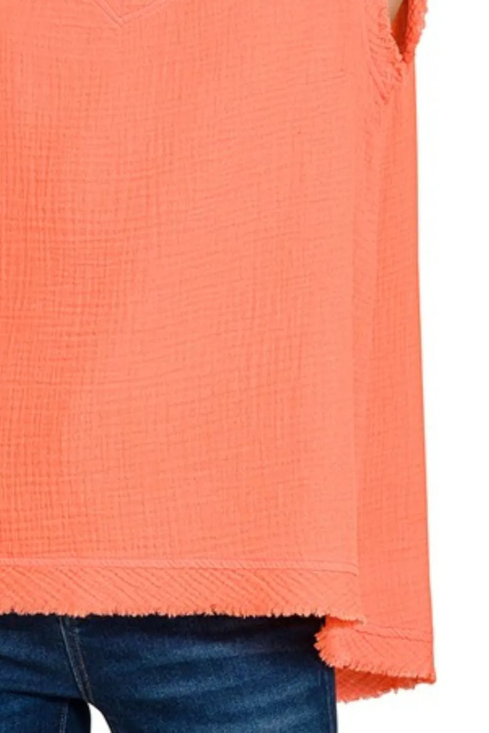 Zenana Double Gauze Raw Edge V-Neck Tank OutfitFlow
