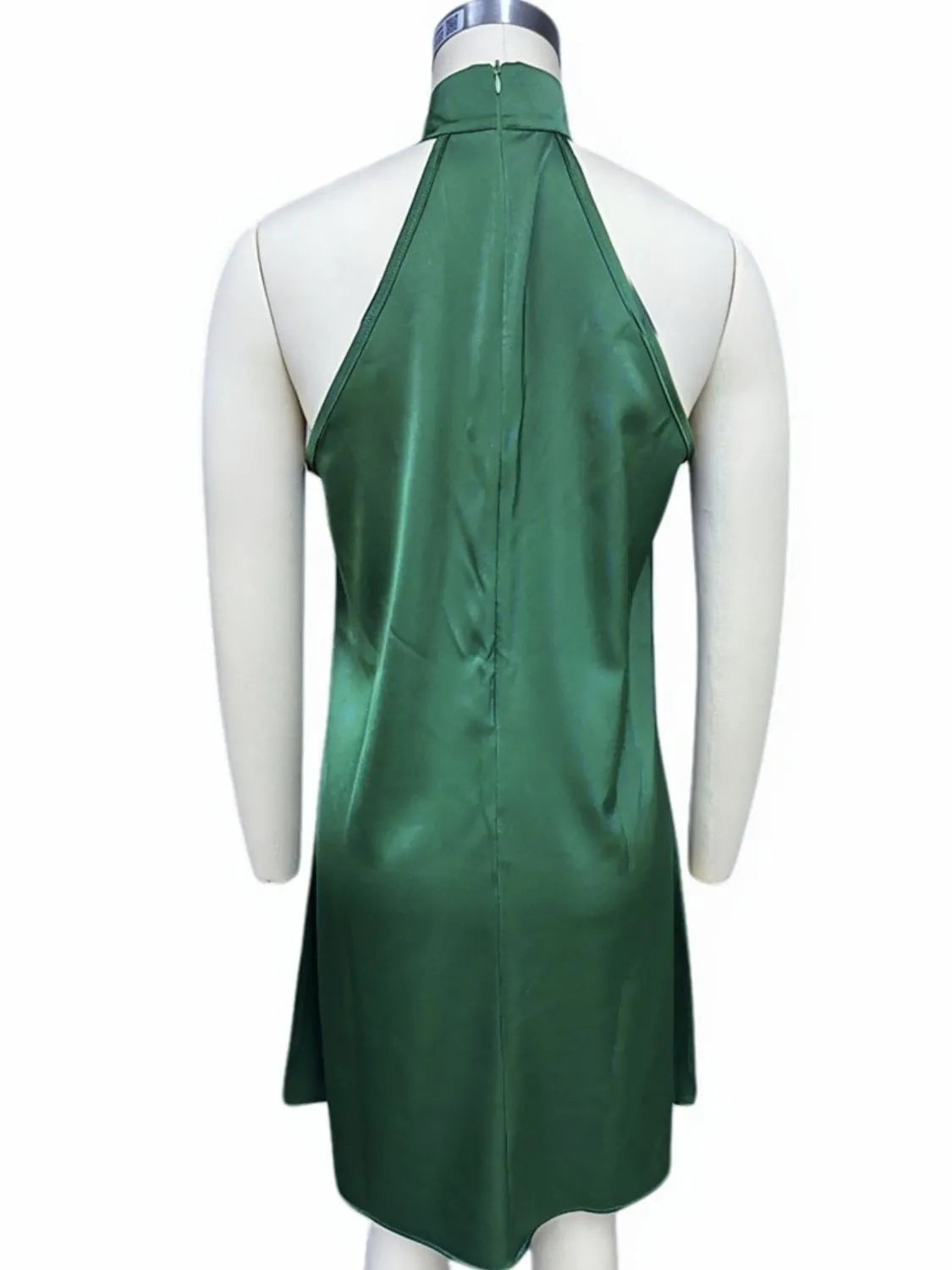 Grecian Neck Satin Mini Dress OutfitFlow