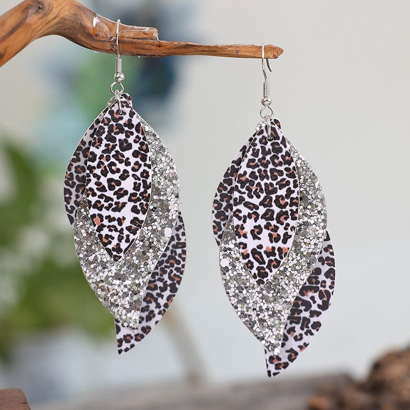 Outfit Flow - PU Leather Leopard Leaf Earrings