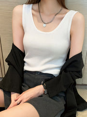 Plus Size Ribbed Scoop Neck Tank OutfitFlow
