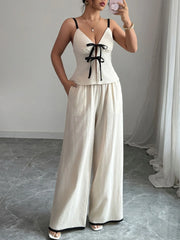 Tie Front Cami and Pants Set OutfitFlow