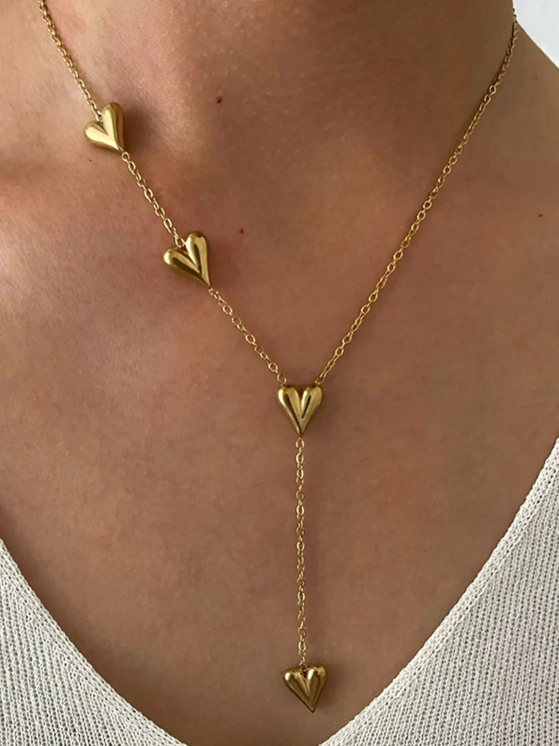 18K Gold-Plated Heart Drop Y-Necklace OutfitFlow
