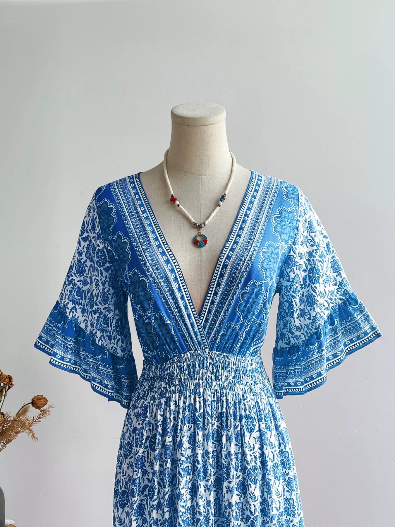 Floral Print Flounce Sleeve Dress OutfitFlow