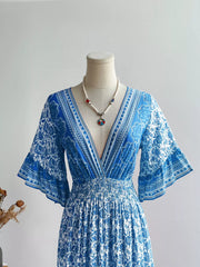 Floral Print Flounce Sleeve Dress OutfitFlow