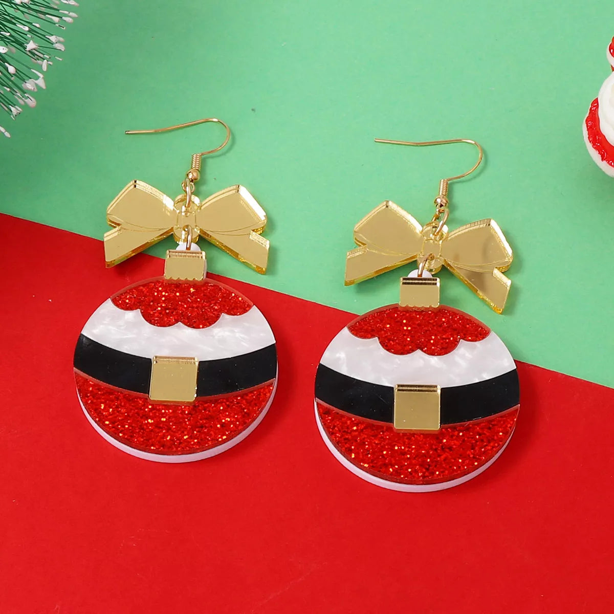 Christmas Dangle Earrings with Bow OutfitFlow