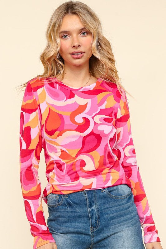 Outfit Flow - Haptics Full Size Heart Print Round Neck Long Sleeve T-Shirt