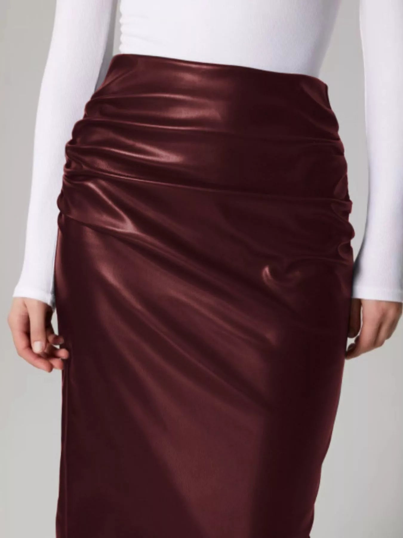 Slit Back Leather Skirt OutfitFlow