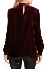 Outfit Flow - Cutout Long Sleeve Velvet Blouse