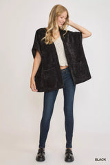 Umgee Open Front Knit Cardigan with Front Pockets Trendsi