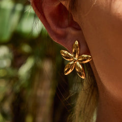 18K Gold-Plated Flower Stud Earrings OutfitFlow