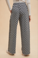 Annie Wear Drawstring Checkered Wide Leg Pants