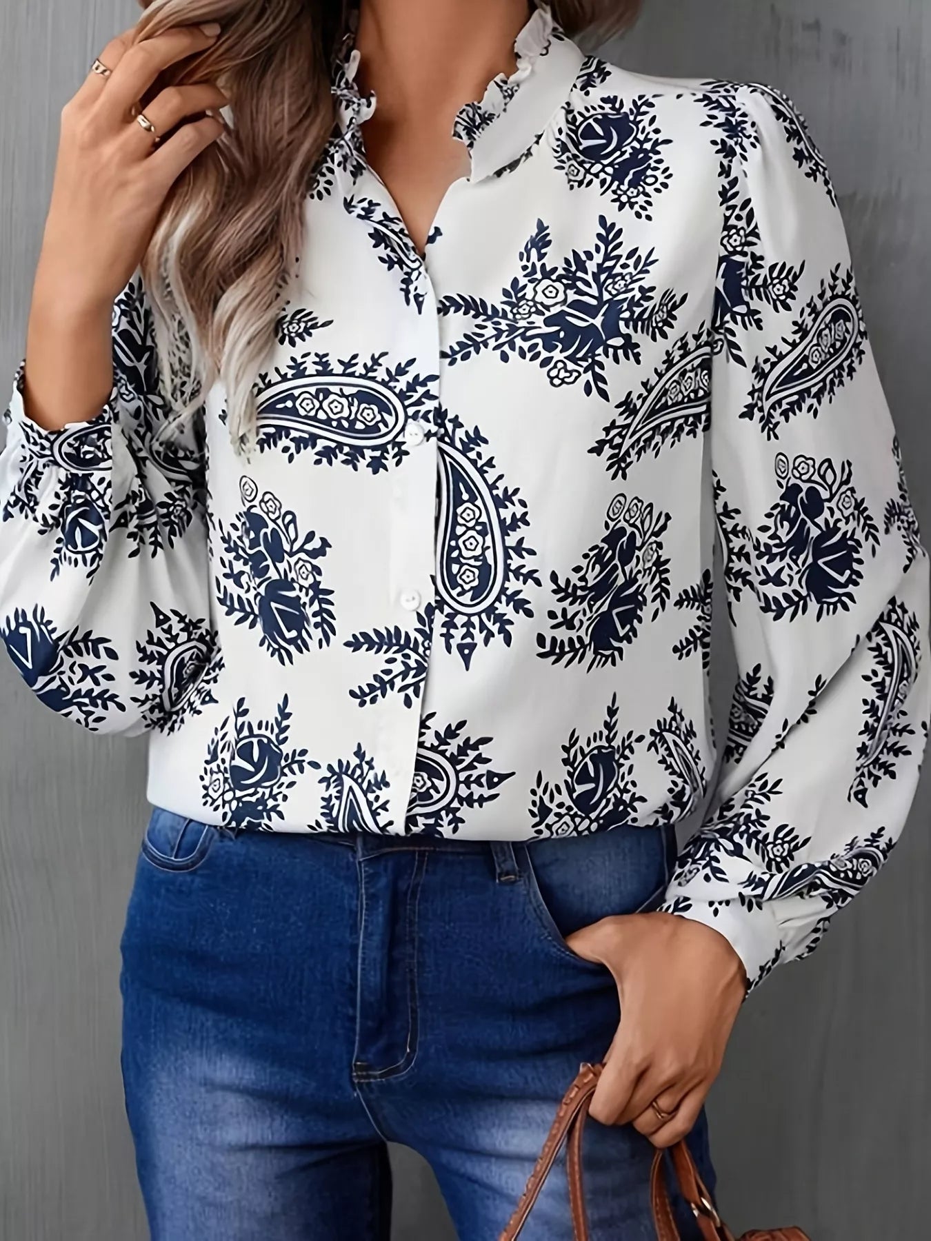 Paisley Print Button Up Shirt OutfitFlow