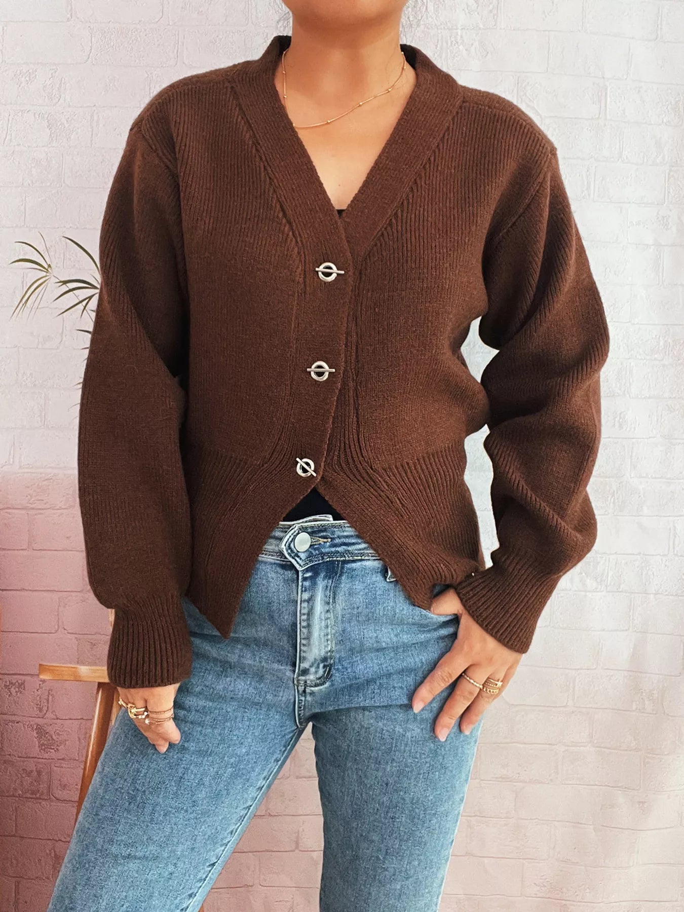 Button Up Long Sleeve Cardigan OutfitFlow