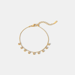 Zircon 18K Gold-Plated Stainless Steel Bracelet Gold One Size OutfitFlow