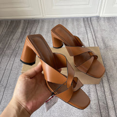 Open Toe Block Heels Sandals OutfitFlow