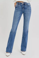 RISEN Full Size Tummy Control High Rise Straight Jeans Plus Size Trendsi