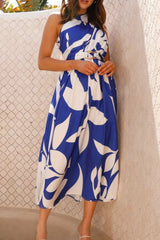 Ruched Printed Single Shoulder Dress OutfitFlow