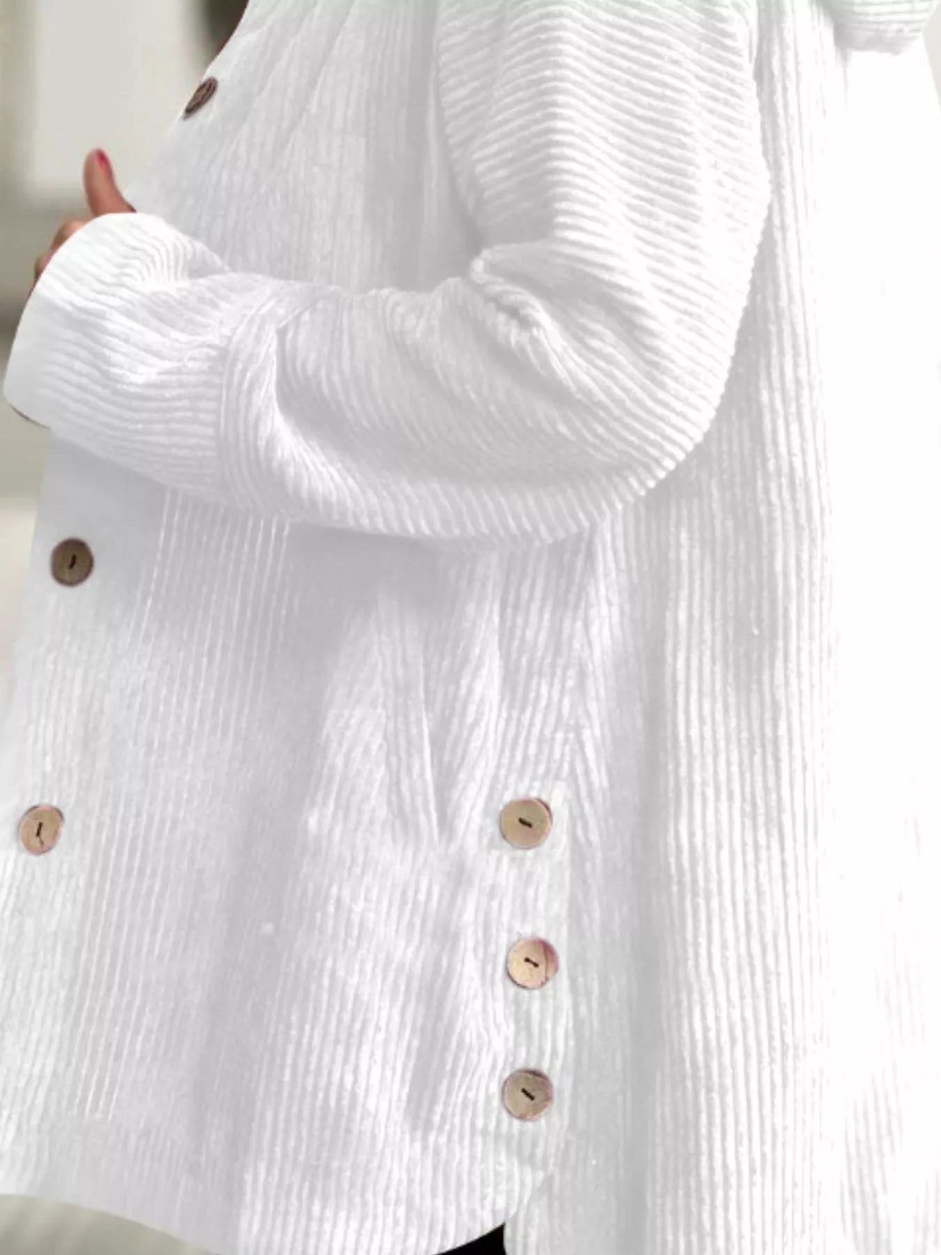 Full Size Corduroy Hooded Button-Up Jacket Plus Size OutfitFlow