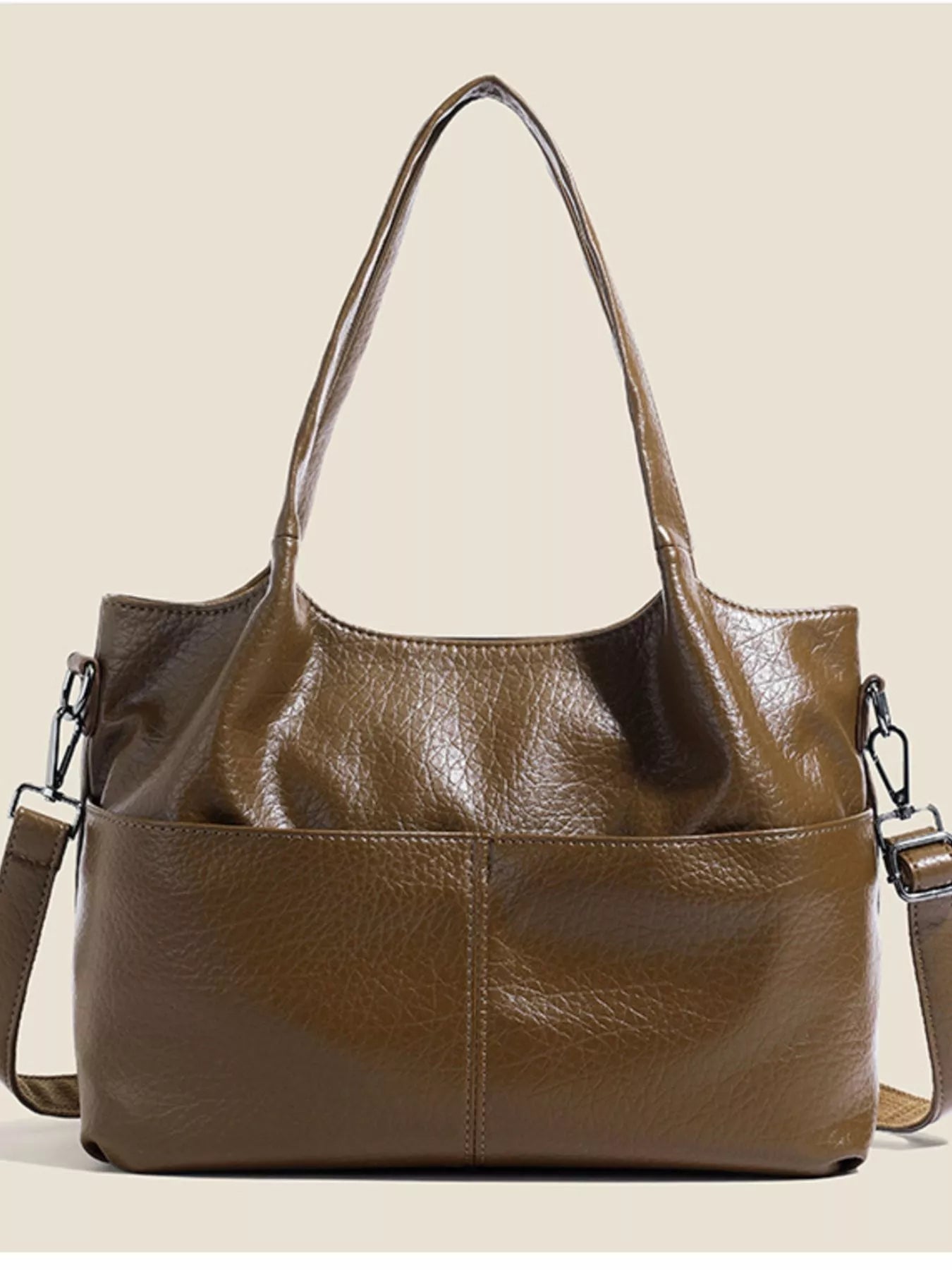 PU Leather Adjustable Strap Handbag OutfitFlow