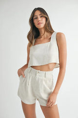 MABLE Sleeveless Crop Top and Shorts Set OutfitFlow