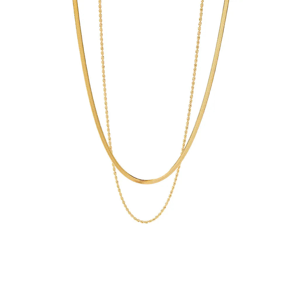 Double Layered Chain Necklace OutfitFlow