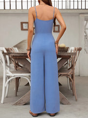 Spaghetti Strap Wide Leg Jumpsuit OutfitFlow