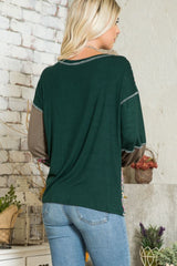 Celeste Full Size Floral Color Block Exposed Seam T-Shirt OutfitFlow