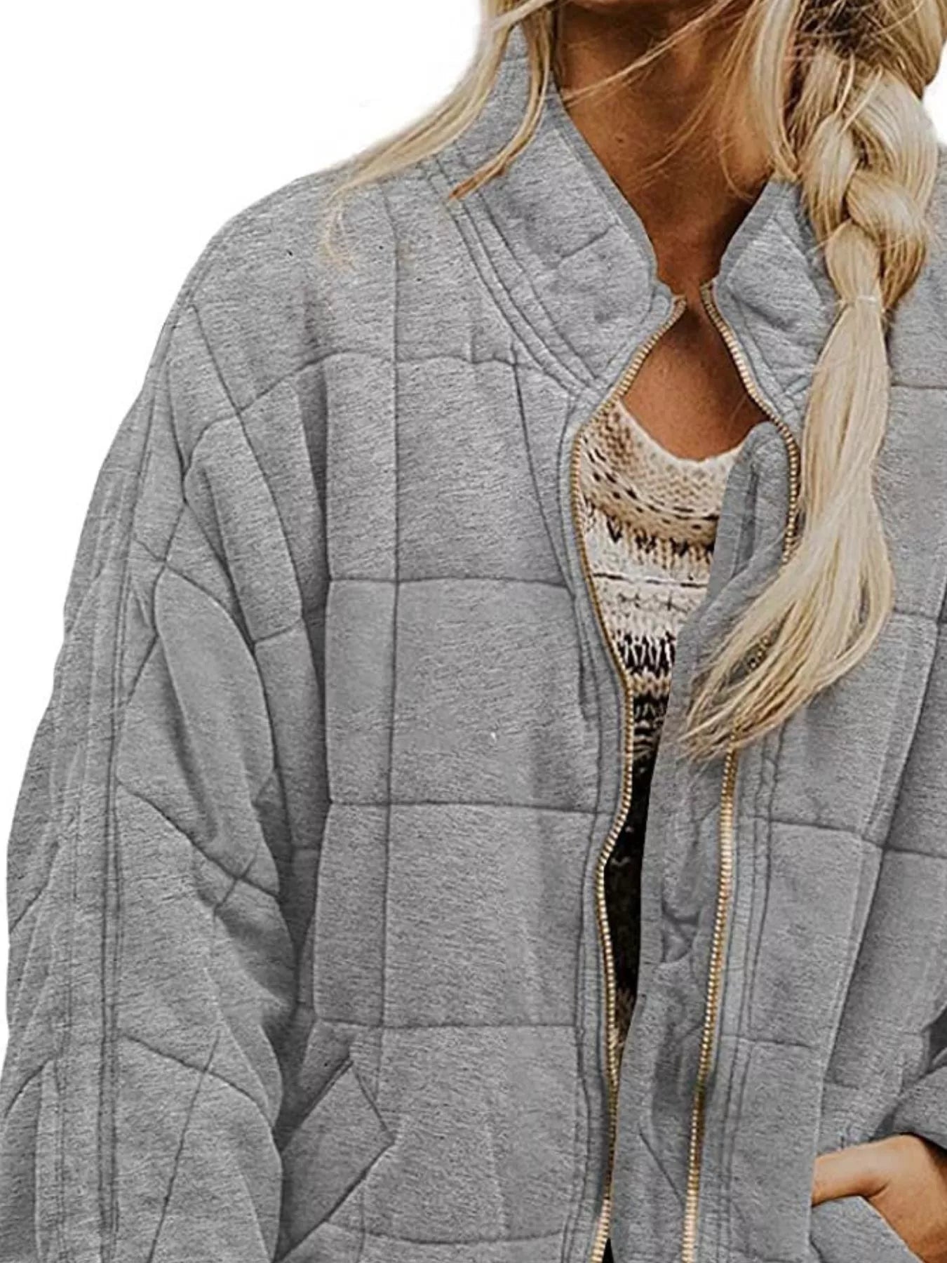 Quilted Zip Up Outerwear Trendsi