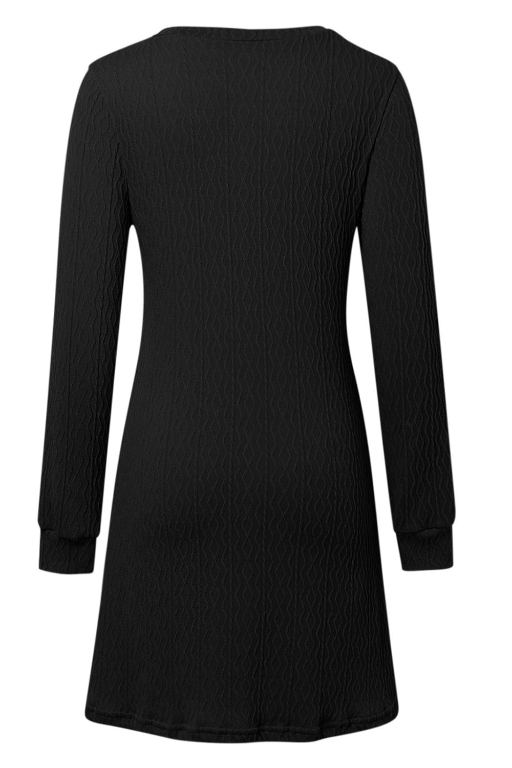 Outfit Flow - Texture V-Neck Long Sleeve Dress