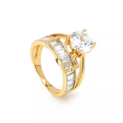 18K Gold-Plated Zircon Ring OutfitFlow