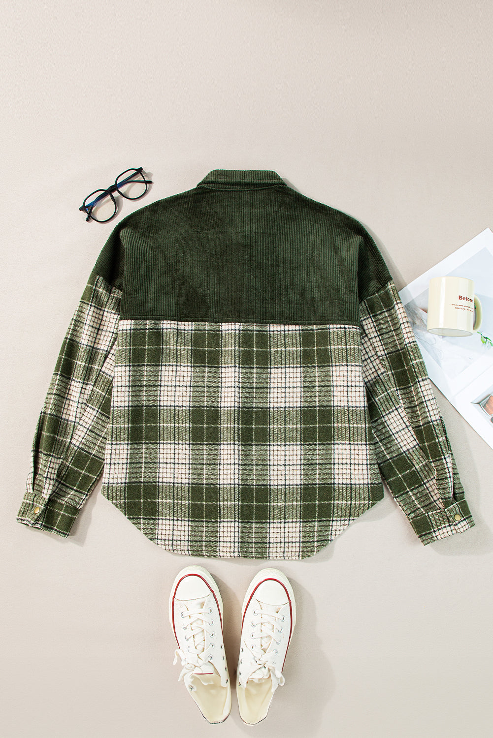 Outfit Flow - Snap Down Collared Neck Plaid Jackets