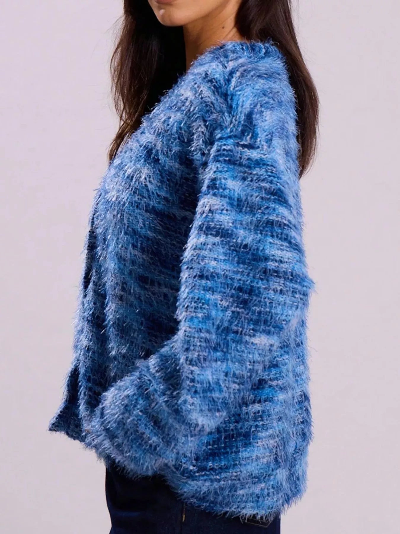 Chunky Knit V-Neck Button-Up Cardigan OutfitFlow