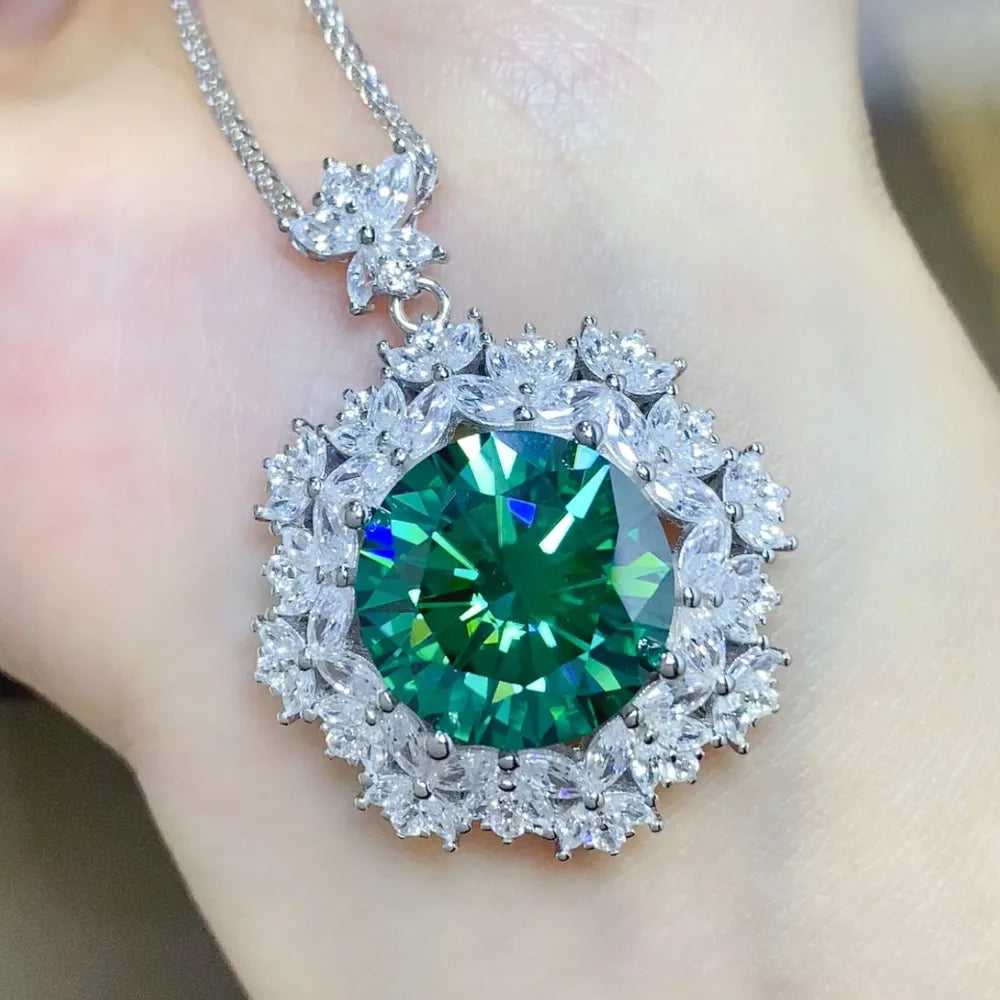 10 Carat Moissanite 925 Sterling Silver Pendant Necklace OutfitFlow