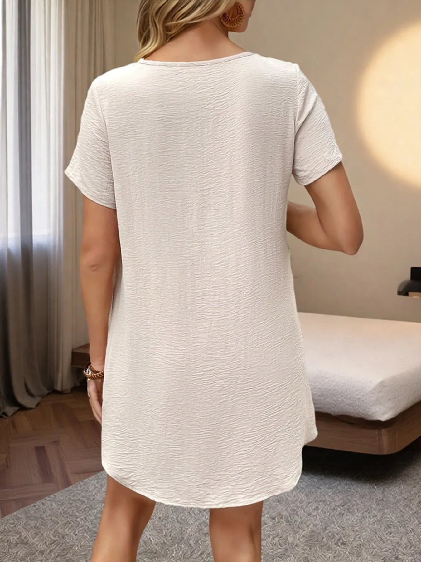High-Low Round Neck Top and Shorts Set OutfitFlow