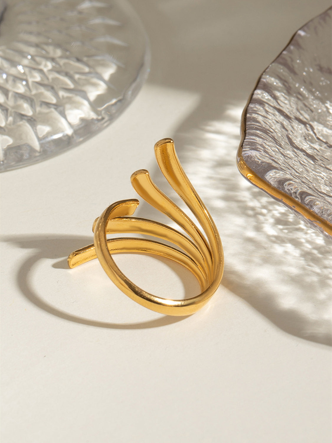 Outfit Flow - 18K Gold-Plated Stainless Steel Irregular Open Ring