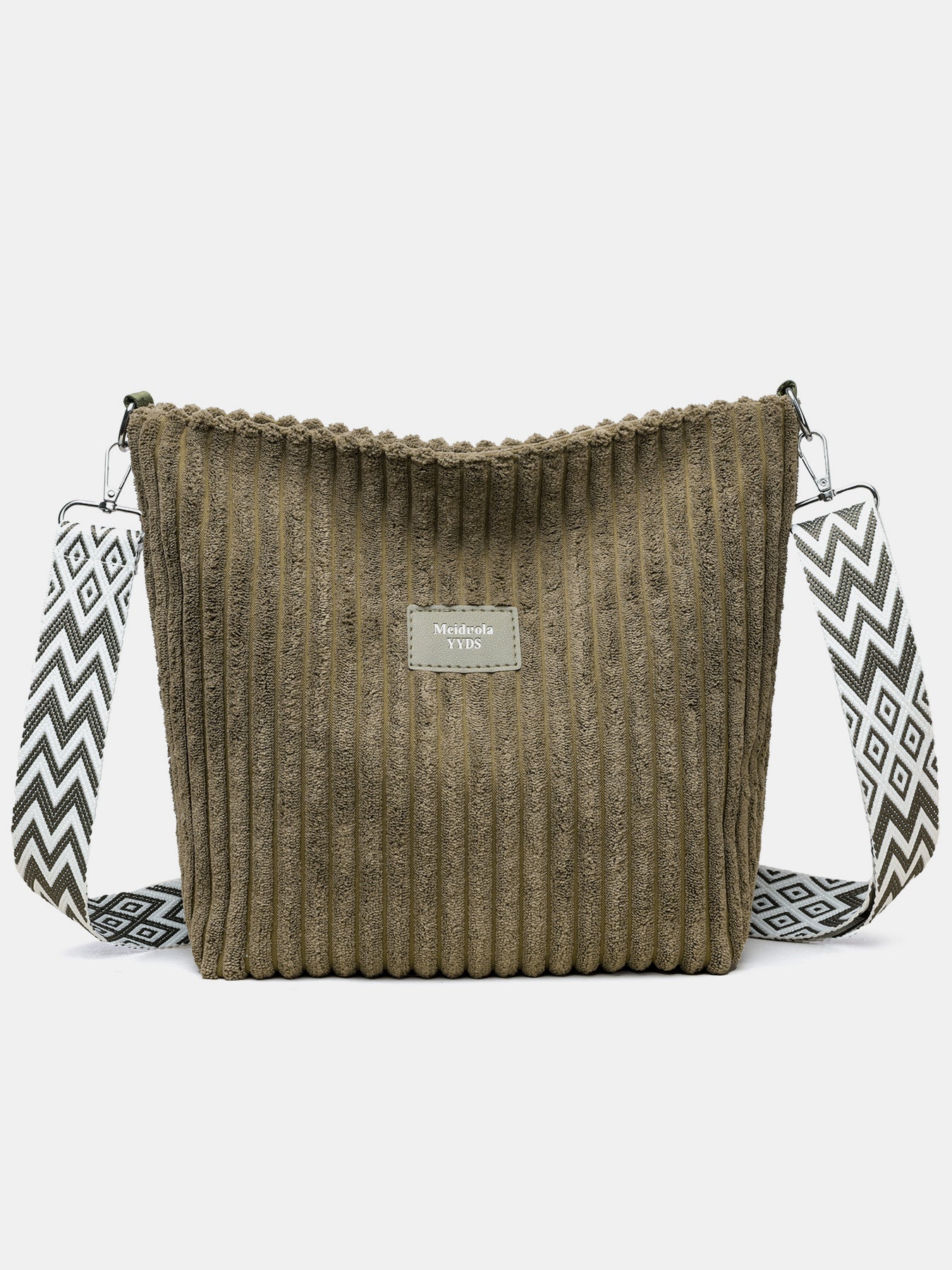 Corduroy Solid Color Crossbody Bag with Removable Strap OutfitFlow