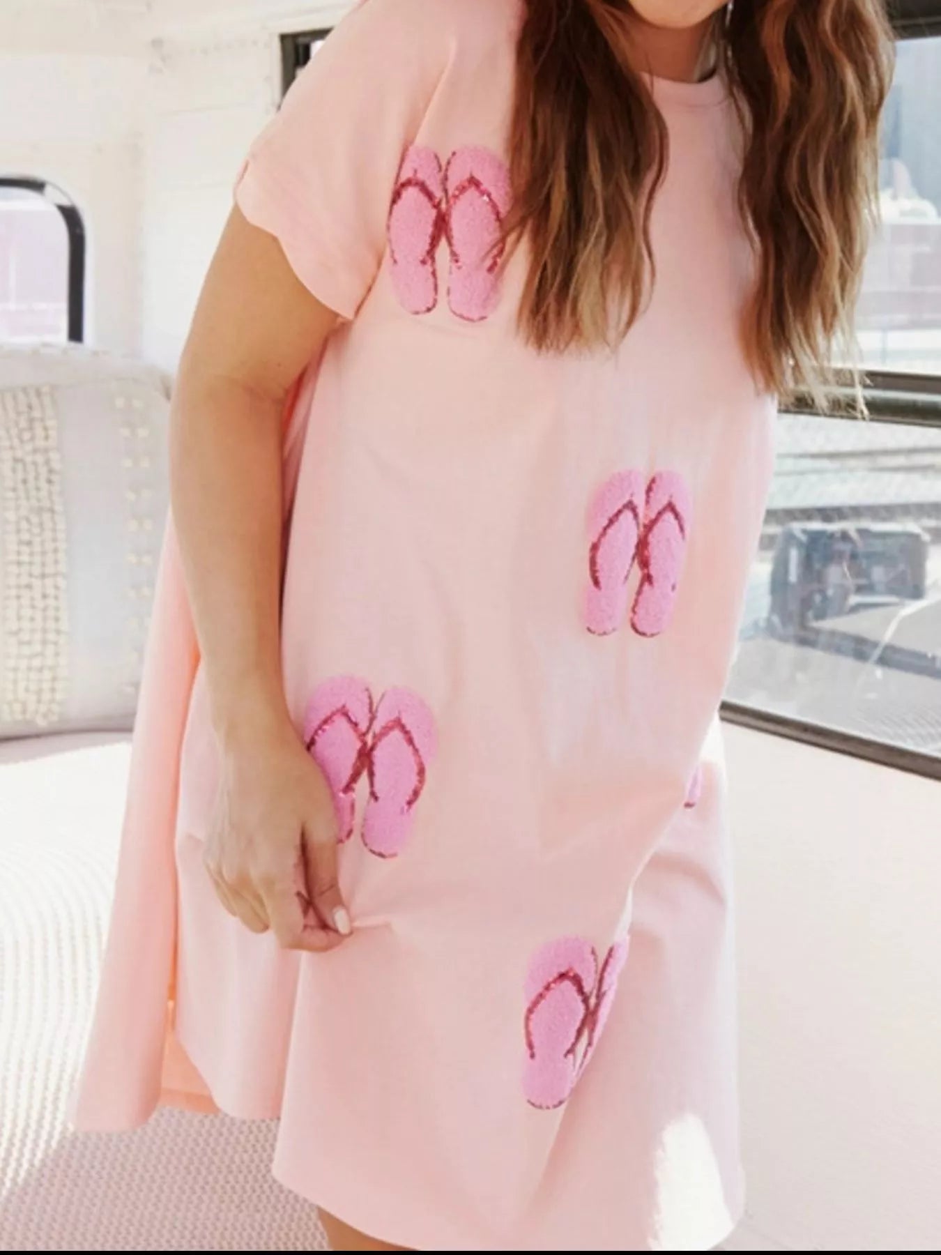 Sequin Short Sleeve Summer Tee Dress OutfitFlow