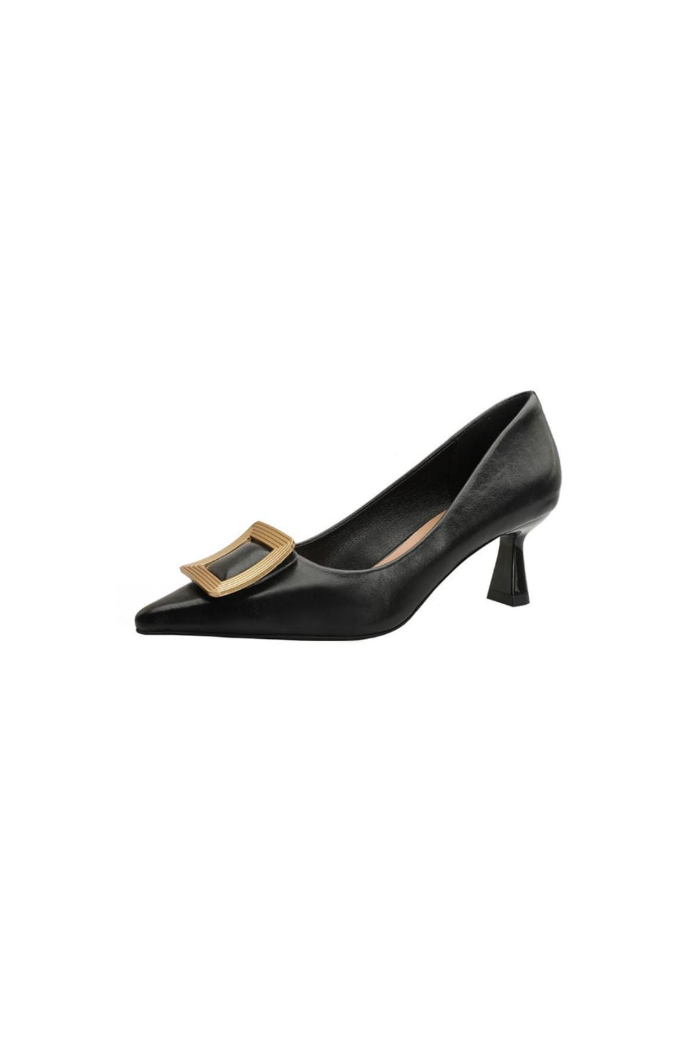 Point Toe Flare Heel Pumps Black OutfitFlow
