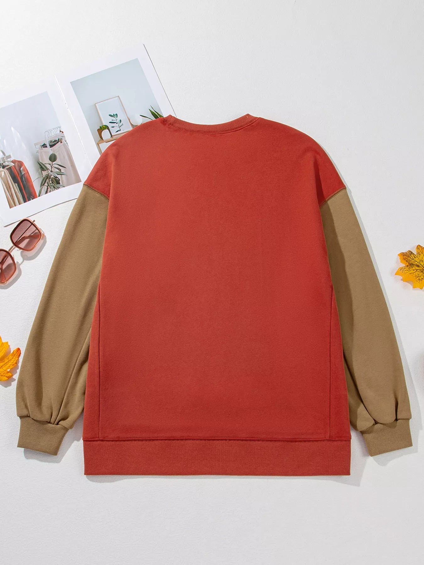 Halloween Glitter Ghost Patched Pattern Color Block Sweatshirt OutfitFlow