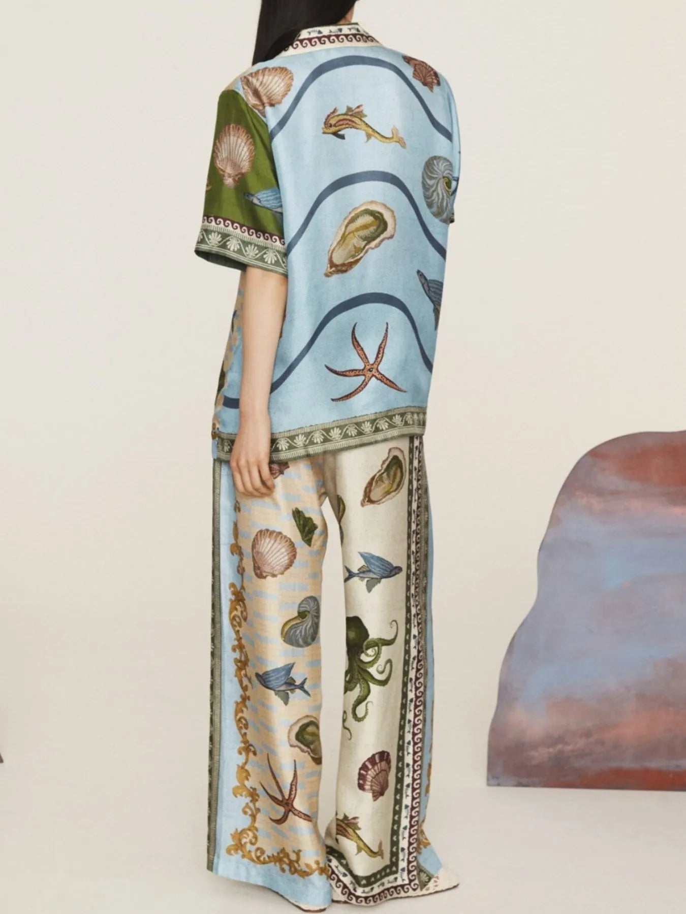 Printed Short Sleeve Top and Pants Set OutfitFlow