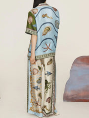 Printed Short Sleeve Top and Pants Set OutfitFlow